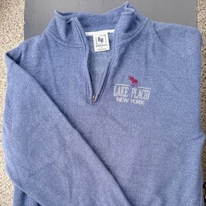 Lake Placid, New York - Men's Blue Quarter-Zip Sweater